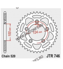 JT - Foaie (spate) JTR746, 46 dinti - Ducati Scrambler Cafe Racer / Desert Sled Scrambler 800 Nightshift / 797 821 Monster 11...
