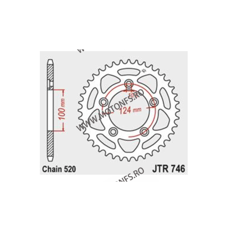 JT - Foaie (spate) JTR746, 46 dinti - Ducati Scrambler Cafe Racer / Desert Sled Scrambler 800 Nightshift / 797 821 Monster 11...