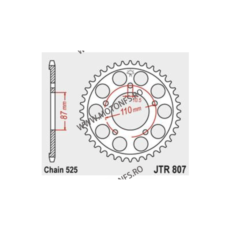 JT - Foaie (spate) JTR807, 45 dinti - SUZUKI SV650	1998 - 2006 / SV650 A SPEC2	2007 - 2016/SV650 S/A (ABS) SPEC2	2007 - 2015 ...