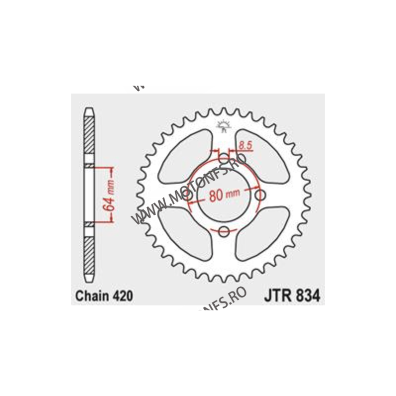 JT - Foaie (spate) JTR834, 43 dinti - YAMAHA	50	FS1 / FS50	1977 - 1978 YAMAHA	50	LB50 CHAPPY	1980 - 1983 112-242-43  JT Foi S...