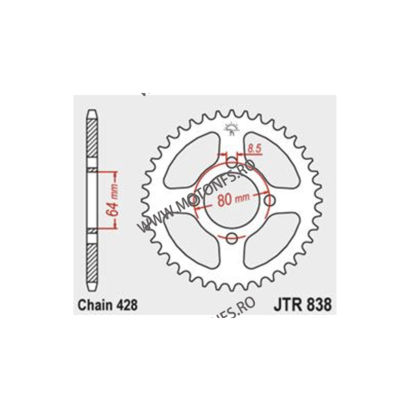 JT - Foaie (spate) JTR838, 45 dinti - YAMAHA	125	YBR125	2005 - 2006 YAMAHA	125	YBR125	2007 - 2016 112-342-45/112-342-45-1  JT...