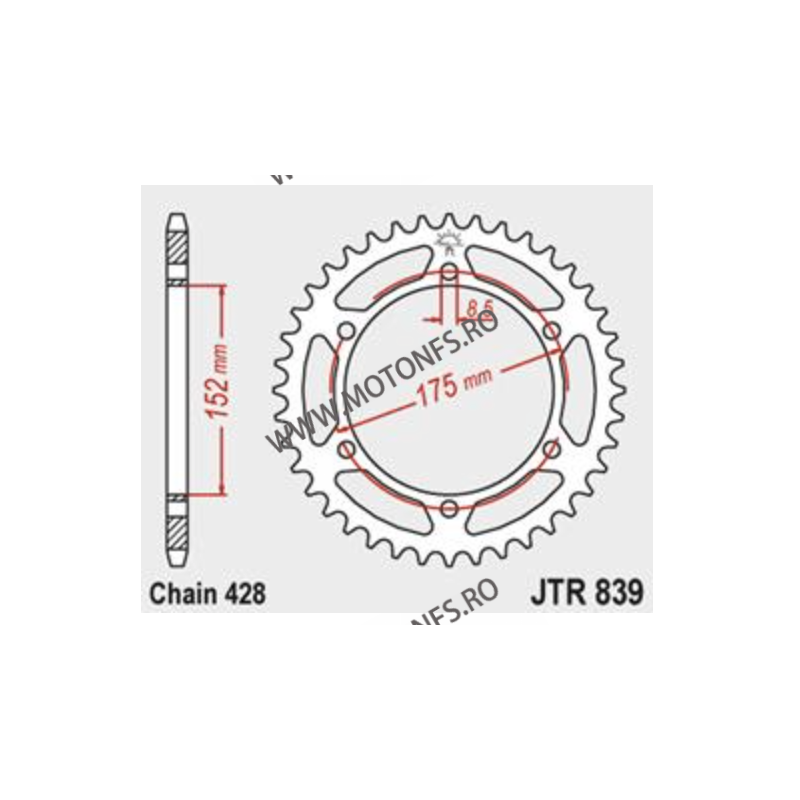 JT - Foaie (spate) JTR839, 53 dinti - Yamaha DT125 R TDR125 WR125 R WR125 X 112-373-53/112-373-53-1  JT Foi Spate 112,00 lei ...