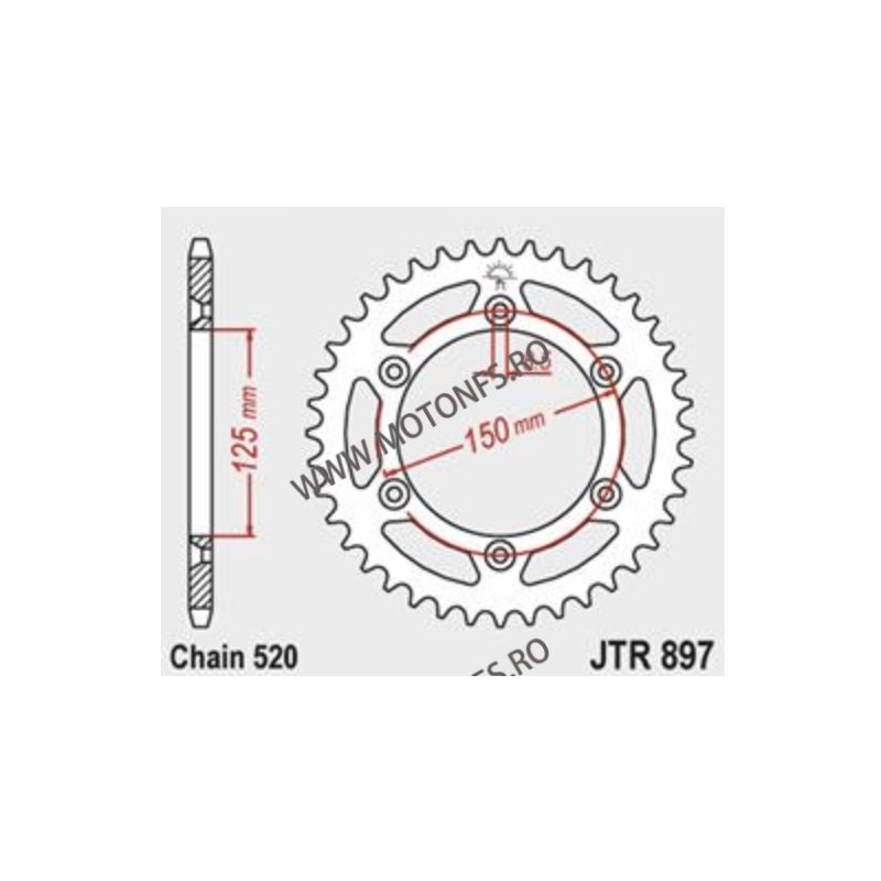 JT - Foaie (spate) JTR897, 48 dinti - KTM SX525 Racing 2T SX525 Racing 4T SX250 F SX450 F SX250 115-464-48  JT Foi Spate 117,...