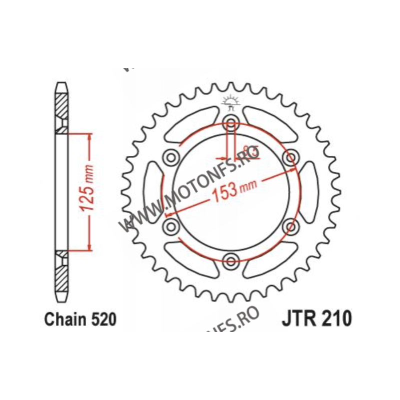 JT - Foaie MX (spate) JTR210, 49 dinti - HONDA CR125 R CR250 R CRF250 R CR500 R 111-462-49-3  JT Foi Spate 122,00 lei 122,00 ...