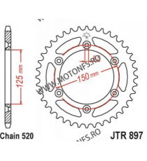 JT - Foaie MX (spate) JTR897, 52 dinti - KTM EXC250-F Enduro Euro5 MX250 350EXC-F EXC450 R SMR450 SX450 F XC505 F EXC600 LC4 ...