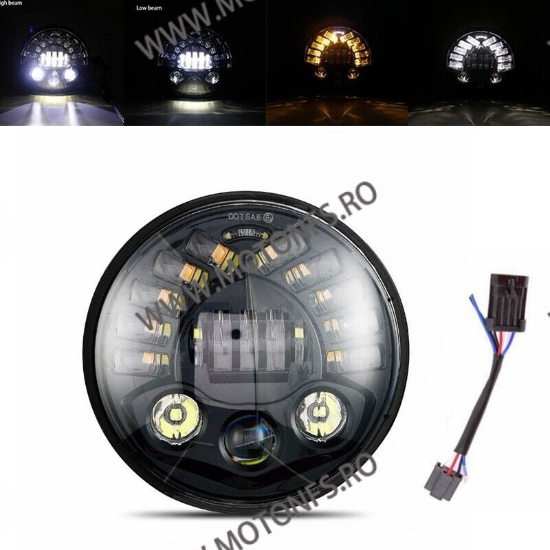 7 Inch Far Universal Moto DRL Omologat E9 semnalizare integrate Cafe Racer Chopper, Bobber Harley Davidson ,Jeep MS-8088C-RL... 7 Inch Far Universal Moto DRL Omologat E9 semnalizare integrate Cafe Racer Chopper, Bobber Harley Davidson ,Jeep MS-8088C-RL...