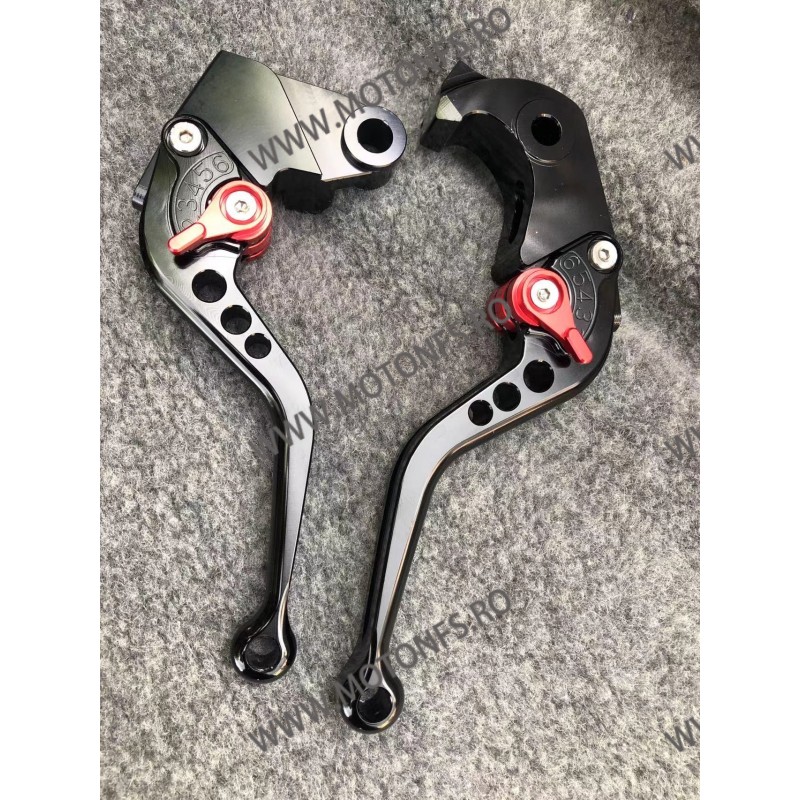 ZX6R/636 ZX10R Z1000 Z750R Z1000 Kawasaki Set Manete Scurte Ambreiaj Frana Classic Negre Cu Cheieta Rosu MSNRO-F88/K828  Mane...