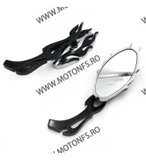 Set 2 buc oglinzi retrovizoare moto Universal pentru cruiser chopper Negru / Chrome OG350-002  Oglinzi Retrovizoare Universal...