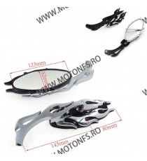 Set 2 buc oglinzi retrovizoare moto Universal pentru cruiser chopper Negru / Chrome OG350-002  Oglinzi Retrovizoare Universal...