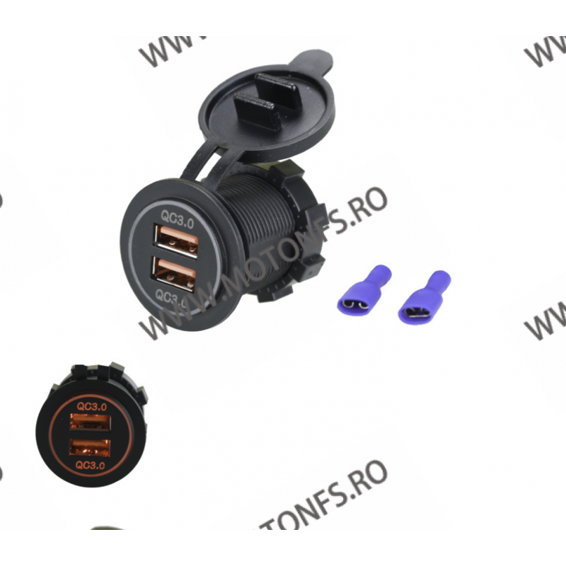 USB x 2, QC3.0 , Led Rosu, Culoare Negru CH-016  Voltmetru / Prize Moto 65,00 lei 65,00 lei 54,62 lei 54,62 lei