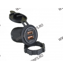 USB x 2, QC3.0 , Led Rosu, Culoare Negru CH-016  Voltmetru / Prize Moto 65,00 lei 65,00 lei 54,62 lei 54,62 lei