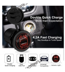 USB x 2, 4.2A , Led Rosu, Culoare Negru CS-526  Voltmetru / Prize Moto 40,00 lei 40,00 lei 33,61 lei 33,61 lei