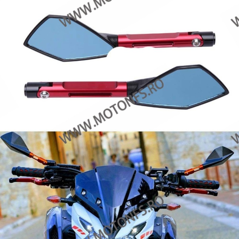 Oglinzi 2 Buc Universal CNC Negru / Rosu Pentru Motocicleta Naked Streetfighter Sport WL5MK WL5MK  Oglinzi Aluminiu CNC 149,0...