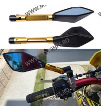 Set 2 Buc Oglinzi Universal CNC Negru / Auriu Pentru Motocicleta Naked Streetfighter Sport U7COF U7COF  Oglinzi Aluminiu CNC ...