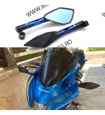 Set 2 Buc Oglinzi Universal CNC Negru / Albastru Pentru Motocicleta Naked Streetfighter Sport ZRA03 ZRA03  Oglinzi Aluminiu C...