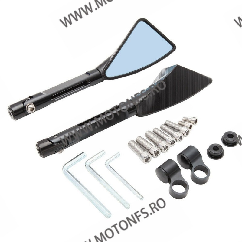 Set 2 Buc Oglinzi Retrovizoare Universal CNC Pentru Motocicleta Naked Streetfighter Sport Negru OCM28956 OCM28956  Oglinzi Al...
