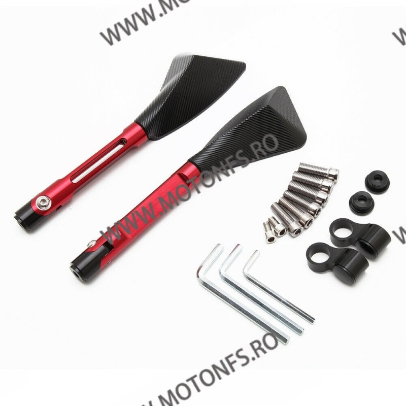 Set 2 Buc Oglinzi Retrovizoare Universal CNC Pentru Motocicleta Naked Streetfighter Sport Rosu OCM95823 OCM95823  Oglinzi Alu...