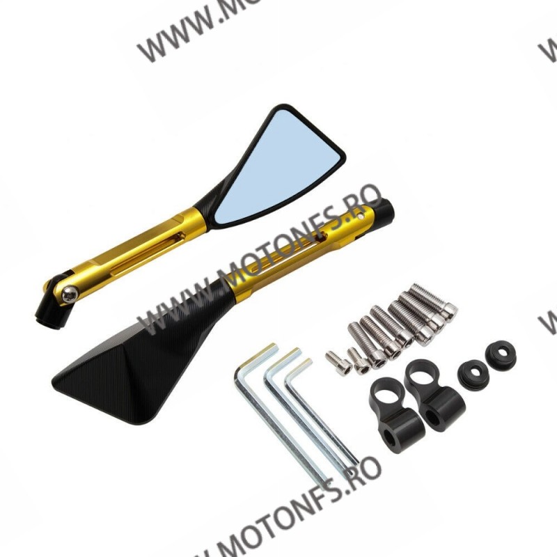 Set 2 Buc Oglinzi Retrovizoare Universal CNC Pentru Motocicleta Naked Streetfighter Sport Auriu 8PE71 8PE71  Oglinzi Aluminiu...