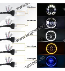 7 Inch Far Universal Moto  H4 DRL LED Omologat E9 Cafe Racer Chopper, Bobber Harley Davidson ,Jeep MS-D120  Faruri Moto Unive...