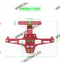 Suport Numar CNC + Lumina LED Rosu / motocicleta / scuter / atv / universal CODHPR3-2 HPZJR3-2  Suport Numar Universal Si Lum...