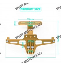 Suport numar Rabatabil + Lumina LED CNC Auriu / motocicleta / scuter / atv / universal N4QEU N4QEU  Suport Numar Universal Si...