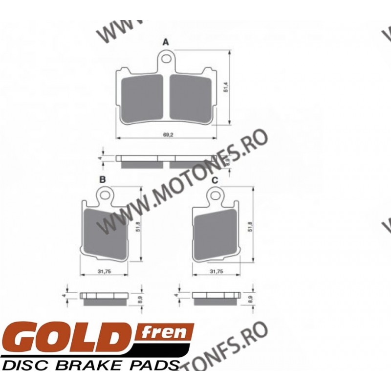 GOLDFREN Placute de frana fata 298 AD (1 set 2pcs small/large) 797.A2.98 / 575-869 GOLDFREN Placute Frana GOLDFREN 99,00 lei ...