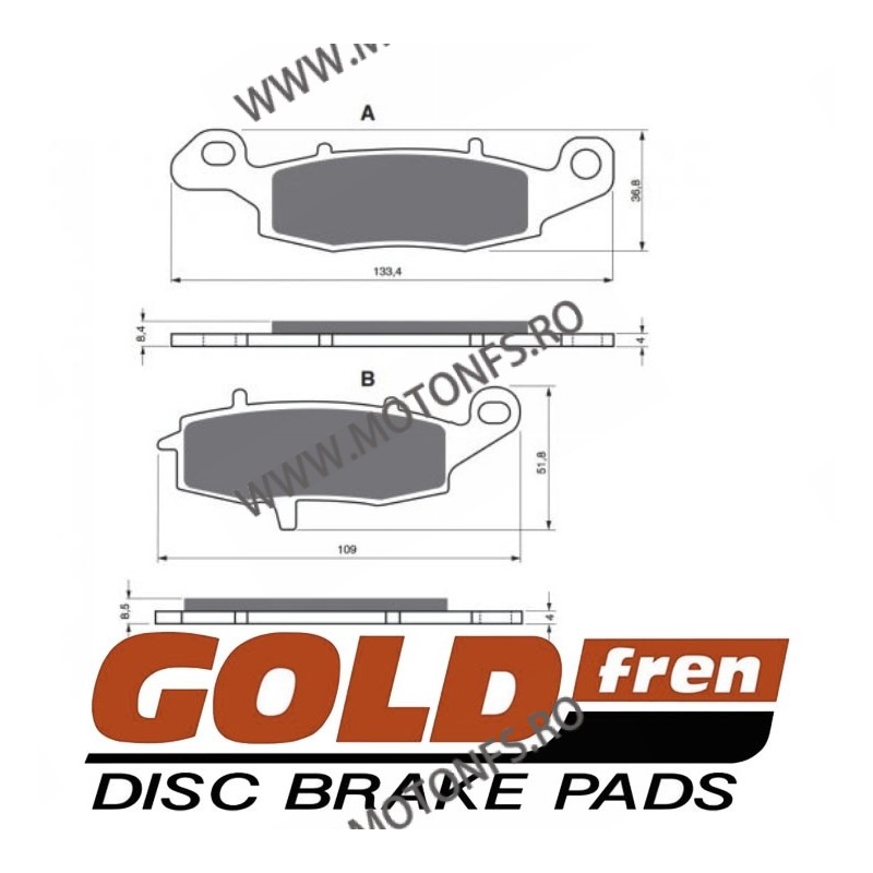 GOLDFREN Placute de frana fata (dreapta) 124 S33 STREET FRONT 797.41.24 / 585-704 GOLDFREN Placute Frana GOLDFREN 144,00 lei ...