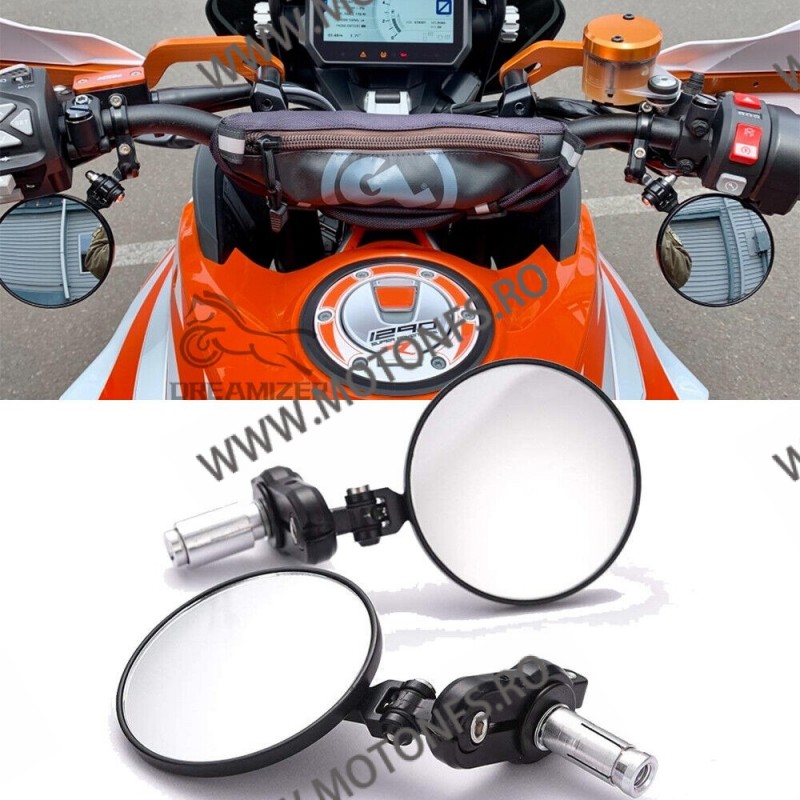 Set 2 oglinzi retrovizoare Reglabil moto cap ghidon Negru UNIVERSALE MOTO SCUTER ATV HONDA YAMAHA SUZUKI KAWASAKI DUCATI BMW ...