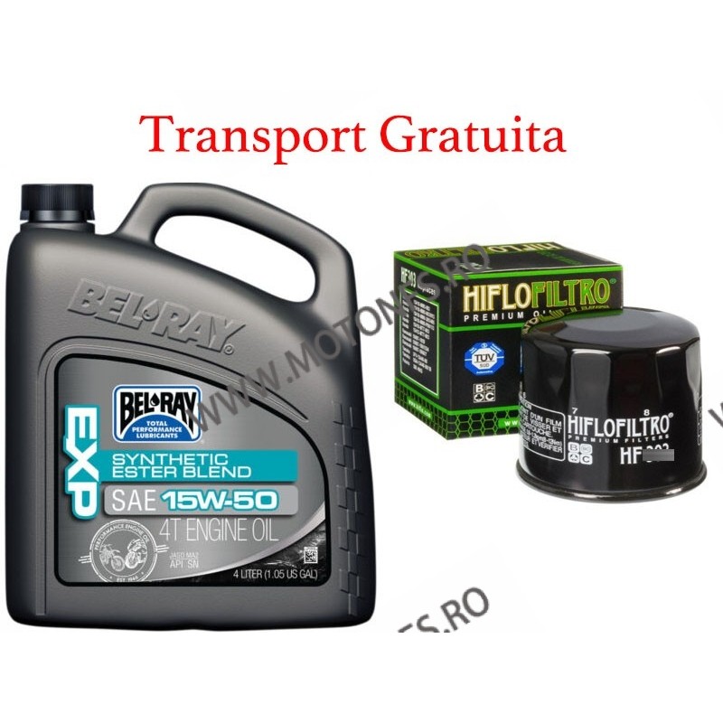 15W-50 Ulei de motor Bel-Ray EXP SYNTHETIC ESTER BLEND 4T 4 l + Cadou Filtru Hiflo standard + Transport Gratuita 99130-B4LW B...