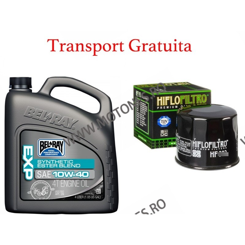 10W-40 Ulei de motor Bel-Ray EXP SYNTHETIC ESTER BLEND 4T 4 l + Cadou Filtru Hiflo standard + Transport Gratuita 99120-B4LW  ...