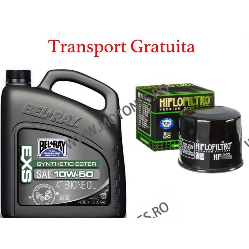 10W-50 Ulei de motor Bel-Ray EXS FULL SYNTHETIC ESTER 4T 4 l + Hiflo filtru standard Cadou + Transport Gratuita 99160-B4LW BE...