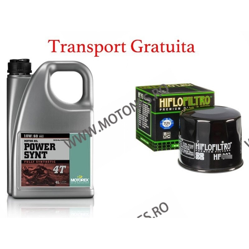 MOTOREX - POWER SYNT 10W60 - 4L + FILTRU ULEI GRATUIT (MAX 30 RON RETAIL) + TRANSPORT GRATUITA 940-335  MOTOREX 10W-60 355,00...