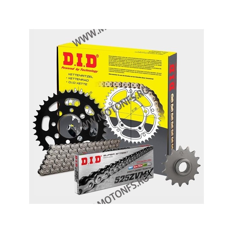 DID - kit lant Ducati 1098 2007-/1198 2009-, pinioane 15/38, lant 525ZVM-X-098 X-Ring 125-185 DID RACING CHAIN Kit Ducati 1,2...