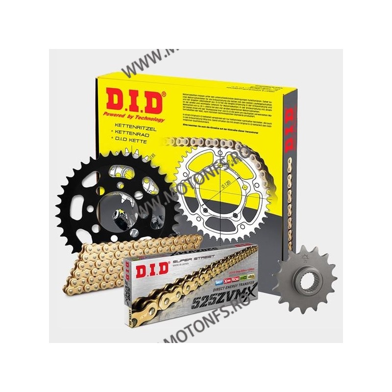 DID - kit lant Ducati 1098/1198 (lant Gold), pinioane 15/38, lant 525ZVM-X-098 Gold X-Ring 125-152-1 DID RACING CHAIN Kit Duc...