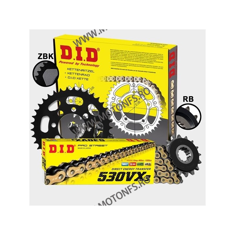 DID - kit lant Honda CBR1000RR 2008-2016 (lant Gold), pinioane 16/42, lant 530VX-116 Gold X-Ring 121-976-40 DID RACING CHAIN ...