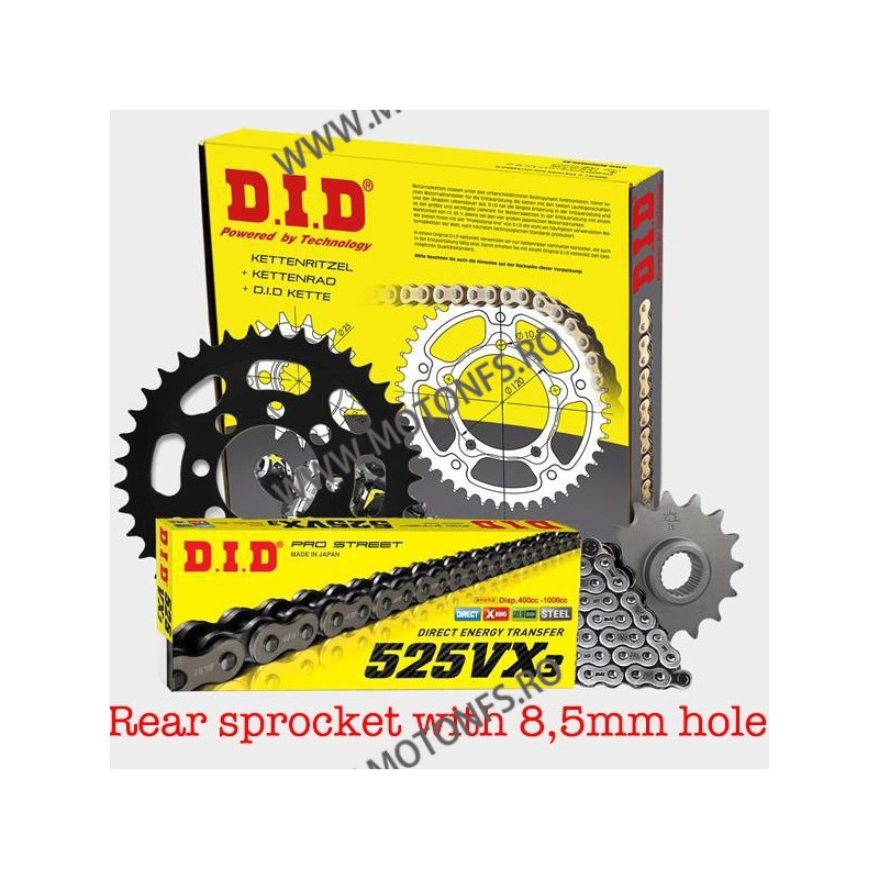 DID - kit lant BMW F650GS 2008, pinioane 17/41, lant 525VX-116 X-Ring Rear sprocket with 8,5mm holes 125-021 / DID-101-022 DI...