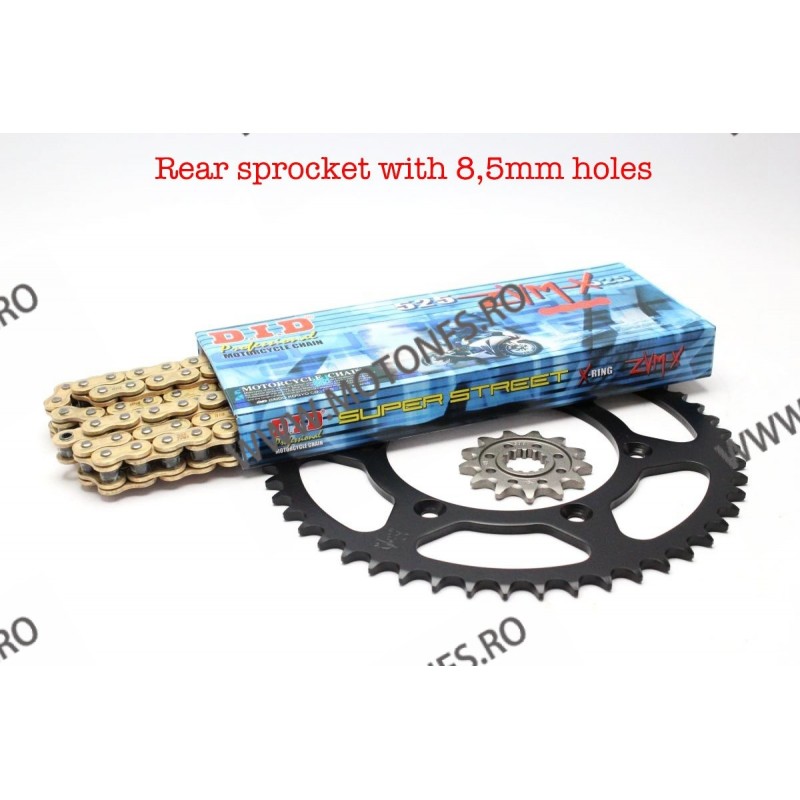 Kit de lant D.I.D + SUPERSPROX ZVM-X serie in gold color Rear sprocket with 8,5mm holes DID-501-028 DID RACING CHAIN Kit BMW ...