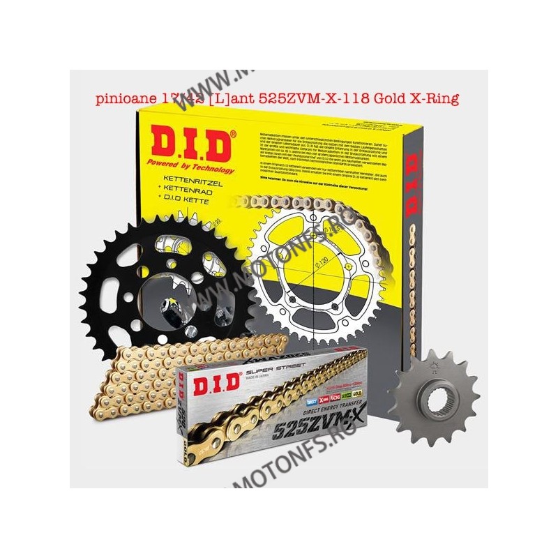DID - kit lant KTM Adventure950/1190 GOLD, pinioane 17/42, lant 525ZVM-X-118 Gold X-Ring 125-571-1 / DID-201-128 DID RACING C...
