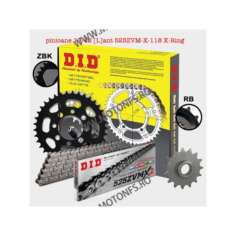 DID - kit lant KTM LC8 Adventure950/1190, pinioane 17/42, lant 525ZVM-X-118 X-Ring PREMIUM with RB and ZBK sprocket 125-571-4...