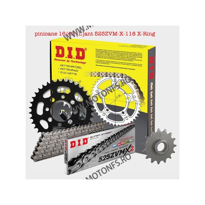 16/42, lant 525ZVM-X-118 X-Ring DID - kit lant KTM 950/1190 16:42, pinioane 125-572 DID RACING CHAIN Kit KTM 809,80 lei 728,8...