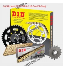 16/42, lant 525ZVM-X-118 Gold X-Ring DID - kit lant KTM 950/1190 16:42 GOLD, pinioane 125-572-1 / DID-201-130 DID RACING CHAI...