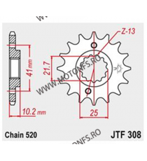 Pinion fata JT JTF 308-14RB 14T, 520 rubber cushioned 101-461-14-2 / 726.31.89 JT Sprockets JT Sprockets Pinion 68,00 lei 68,...