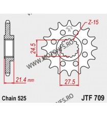 JT - Pinion (fata) JTF709RB (garnitura cauciuc), 16 dinti - Apr SL750 Shiver / Dorsoduro 105-519-16-2 / 726.709.16 JT Sprocke...