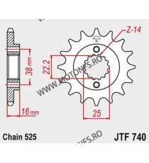 JT - Pinion (fata) JTF740RB (garnitura cauciuc), 15 dinti - Ducati 749/916/944/992/996 105-551-15-2 / 726.03.00 JT Sprockets ...