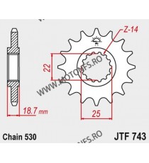 JT - Pinion (fata) JTF743RB (garnitura cauciuc), 15 dinti - Ducati Multistrada 1200 105-610-15-2 / 726.743.15 JT Sprockets JT...