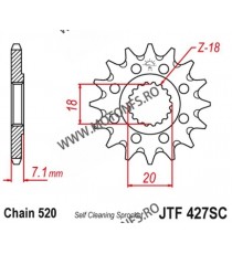 JT - Pinion MX (fata) JTF427SC, 12 dinti - RM125 / RM-Z 250 2007-2009 100-414-12 / 726.48.07 JT Sprockets JT Sprockets Pinion...