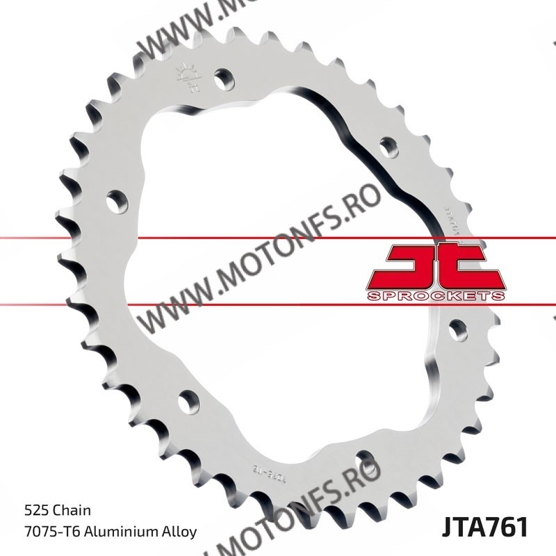 JT - Foaie (spate) Aluminiu JTA761, 38 dinti - Ducati - cu Adaptor 110-003, lant 004 1098 1098 R 1098 S 1098 Streetfighter /S...