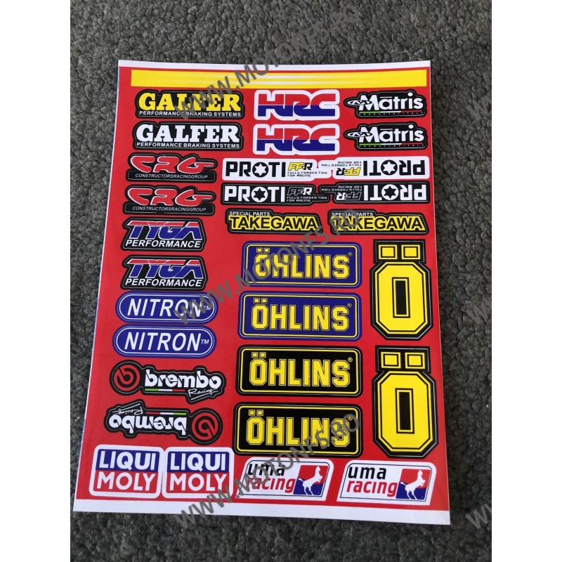 Set Autocolant / Stickere Pentru Carena Moto GALFER OHLINS HRC MATRIS BREMBO LIQUI MOLY UMA RACING 47UYL Autocolant / Stikar... Set Autocolant / Stickere Pentru Carena Moto GALFER OHLINS HRC MATRIS BREMBO LIQUI MOLY UMA RACING 47UYL Autocolant / Stikar...
