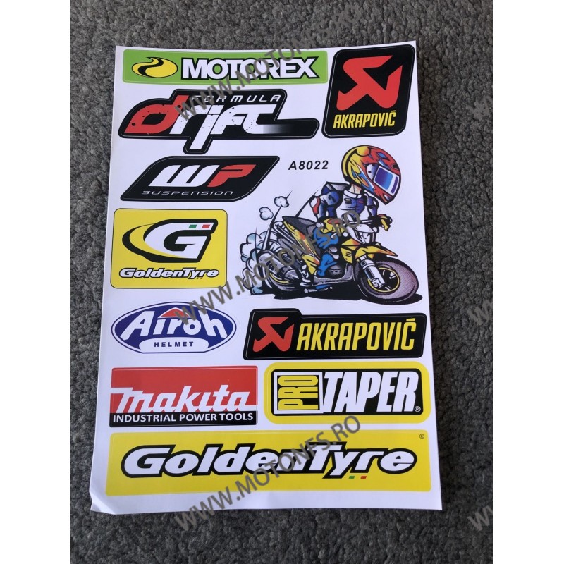 Set Autocolant / Stickere Pentru Carena Moto MOTOREX AKRAPOVIC DRIFT MAKITA PRO TAPER GOLDENTYRE ZW0N4  Autocolant / Stikare ...