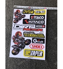 Set Autocolant / Stickere Pentru Carena Moto DVS KITACO NGK DIRT RIDER TAKEGAWA SHOEI PROTAPER NI4ZK  Autocolant / Stikare Ca...